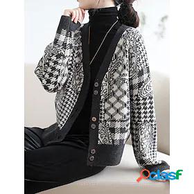 Womens Cardigan Sweater Print Modern Style Casual Long