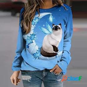 Womens Cat Moon Sweatshirt Pullover 3D Print 3D Print Casual
