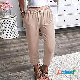 Womens Chino Drawstring Pants Chinos Slacks Ankle-Length