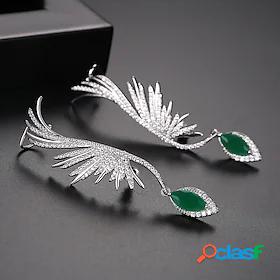 Womens Clear Hoop Earrings Cubic Zirconia Happy Geometrical