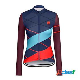 Womens Cycling Jersey Long Sleeve - Winter Polyester Royal