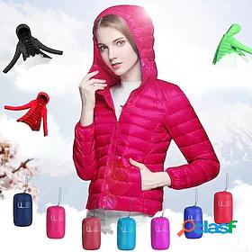 Womens Duckdown Hoodie Jacket Hiking Down Jacket Winter