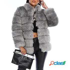 Womens Faux Fur Coat Fall Winter Wedding Daily Regular Coat