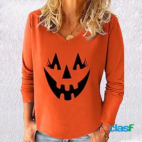 Womens Halloween T shirt Abstract Painting Long Sleeve