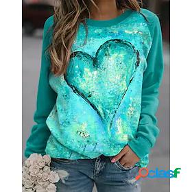 Womens Heart Sweatshirt Pullover Print 3D Print Sports Going