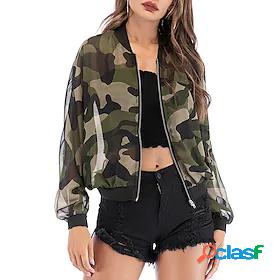 Womens Jacket Bomber Jacket Casual Jacket Fall Spring Daily