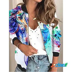 Womens Jacket Spring Fall Daily Holiday Regular Coat V Neck