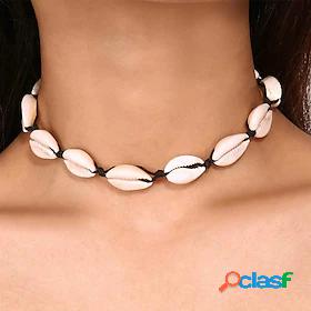 Womens Necklace Braided Shell Fashion Holiday Shell Black 40