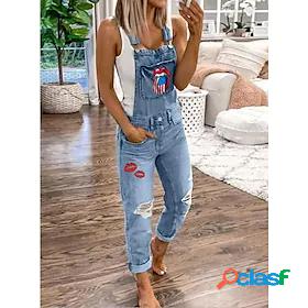 Womens Overall National Flag Pocket Ripped Active Strap