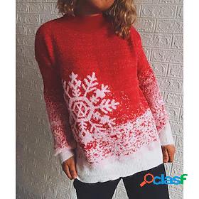 Womens Pullover Sweater Jumper Snowflake Knitted Vintage