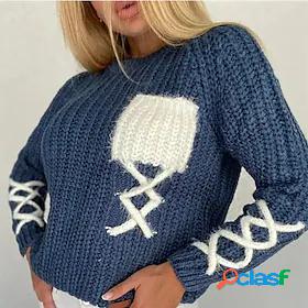 Womens Pullover Sweater Jumper Solid Color Knitted Front