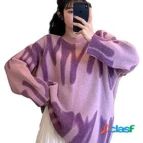 Womens Pullover Sweater Lines / Waves Casual Long Sleeve