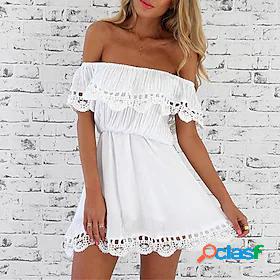 Womens Short Mini Dress A Line Dress White Black Short