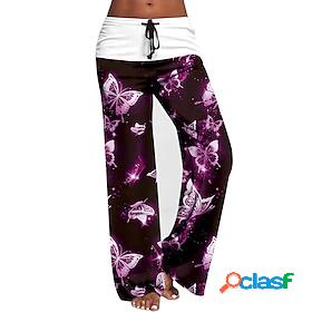 Womens Sporty Print Pants Full Length Pants Inelastic Casual