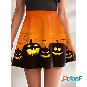 Womens Streetwear Punk Gothic Mini Swing Skirts Halloween
