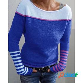 Womens Sweater Pullover Jumper Color Block Knitted Stylish
