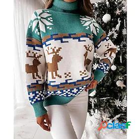 Womens Sweater Snowflake Animal Knitted Casual Long Sleeve