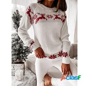 Womens Sweater Snowflake Animal Knitted Casual Long Sleeve