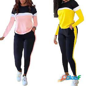 Womens Sweatsuit 2 Piece Color Block Sport Athleisure