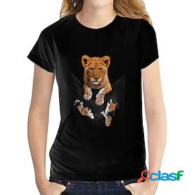Womens T shirt 3D Printed Dog Graphic 3D Round Neck Print