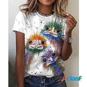 Womens T shirt 3D Printed Painting 3D Animal Round Neck