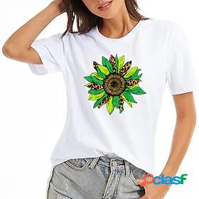 Womens T shirt Basic Print Basic Flower / Floral T-shirt