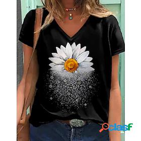 Womens T shirt Floral Theme Painting Floral Graphic Daisy V