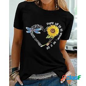 Womens T shirt Floral Theme Valentines Day Painting Heart