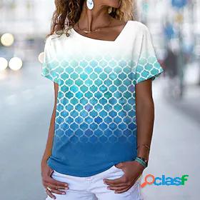 Womens T shirt Geometric Painting Color Gradient Geometric V