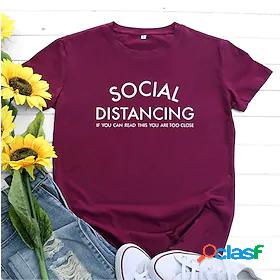 Womens T shirt Graphic Text Letter Print Round Neck Tops