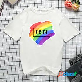 Womens T shirt LGBT Pride Painting Rainbow Heart Lip Round