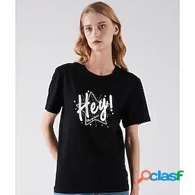 Womens T shirt Letter Round Neck Basic Tops Khaki Green