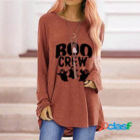 Womens T shirt Painting Graphic Text Round Neck Print Basic