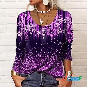 Womens T shirt Painting Sparkly Snowflake Glittery Round
