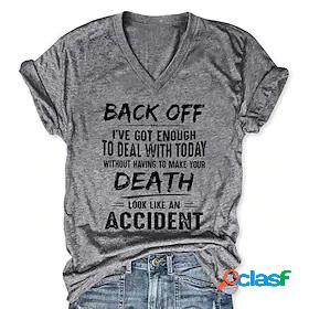 Womens T shirt Text Round Neck Print Basic Tops Green Blue
