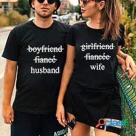 Womens T shirt Valentines Day Couple Text Round Neck Print