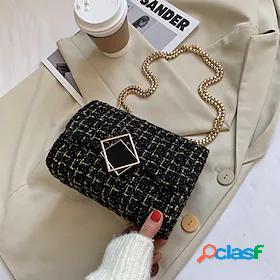 Womens Top Handle Bag Daily Going out Color grid black White