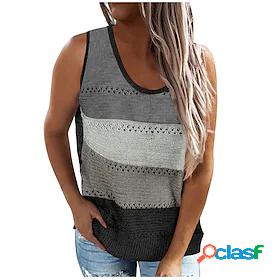 Womens Vest Striped Print Stylish Basic Soft Sleeveless