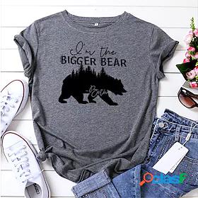 Womens ladies t-shirt top im the bigger bear letter print