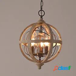 lampadario design globo 30 cm led sospensione legno