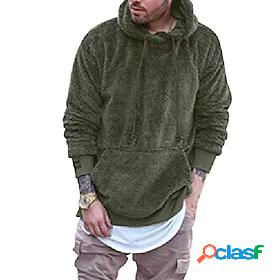 men teddy bear hooded jacket fuzzy sherpa pullover hoodie