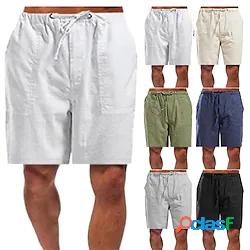 pantaloncini da uomo in cotone e lino al ginocchio estate