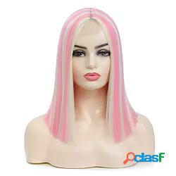 parrucca bionda mista rosa parrucche corte rosa dritte per