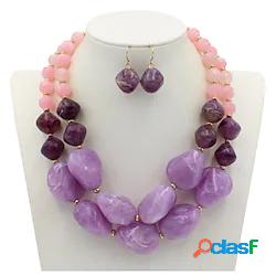 set di orecchini con collana a doppio strato con perline