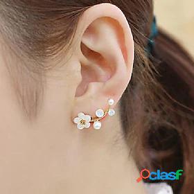 shell earrings shell flower pearl earrings simple branch