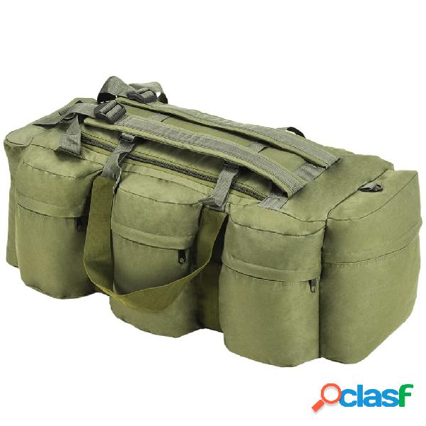 vidaXL Borsone da Viaggio Stile Militare 3 in 1 120 L Verde