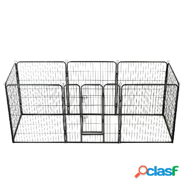 vidaXL Box per Cani con 8 Pannelli in Acciaio 80x100 cm Nero