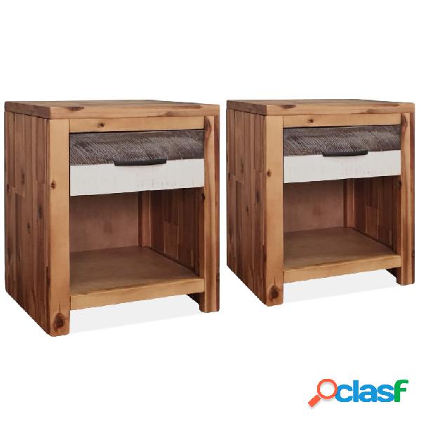 vidaXL Comodini 2 pz in Legno Massello dAcacia 40x30x48 cm