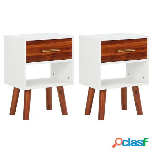 vidaXL Comodini in Legno Massello di Acacia 2 pz 40x30x57 cm
