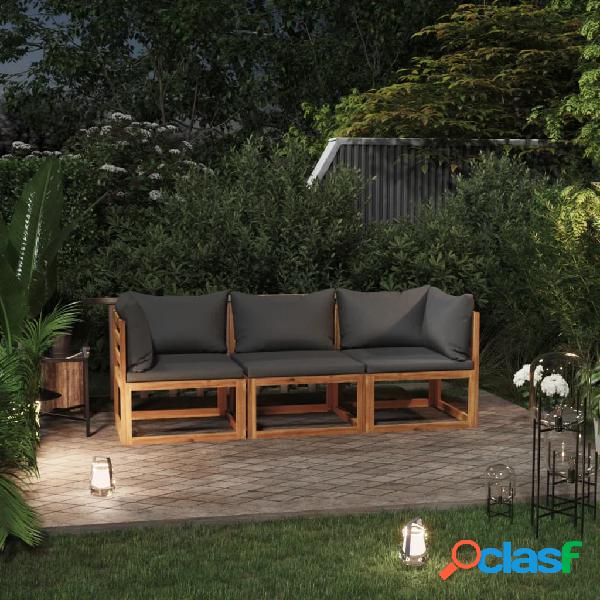 vidaXL Divano da Giardino a 3 Posti con Cuscino in Legno di
